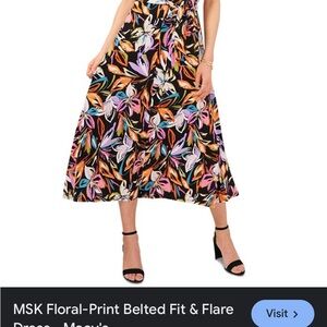 MSK flora midi casual summer short sleeve small size